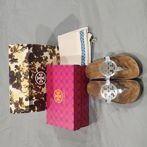 New Tory Burch Miller Cloud Sandal size 7.5 with giftbag, box, and dustbag